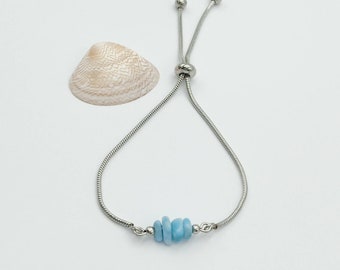 Larimar Bracelet Adjustable Genuine Larimar Dominican Stacking Layering Healing Crystals Serenity Stone