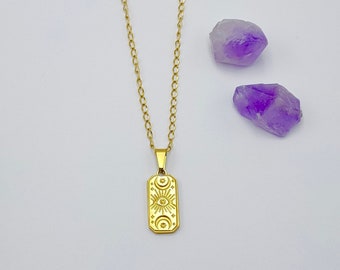 Celestial Evil Eye Necklace: Gold Plated Boho Protection