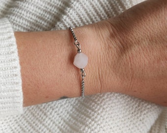 Rose Quartz Bracelet Adjustable Stacking Layering Healing Crystals Rose Quartz Love Stone