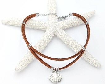 Seashell Shell Anklet Beach Summer Suede Stacking Layering