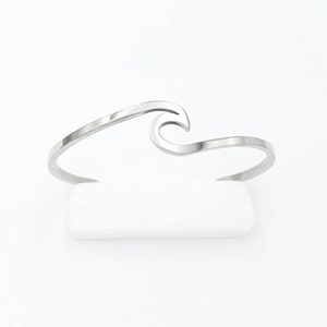 Wave Bracelet Cuff Ocean Bangle Stainless Steel