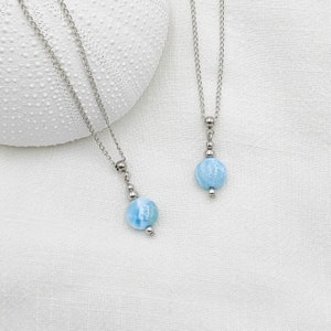 Larimar Necklace Larimar Blue Crystal Necklace Ocean Boho Dainty Stacking Layering