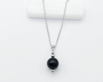 Obsidian Necklace Black Gemstone Protection Pendant Genuine Natural Obsidian Stacking Layering