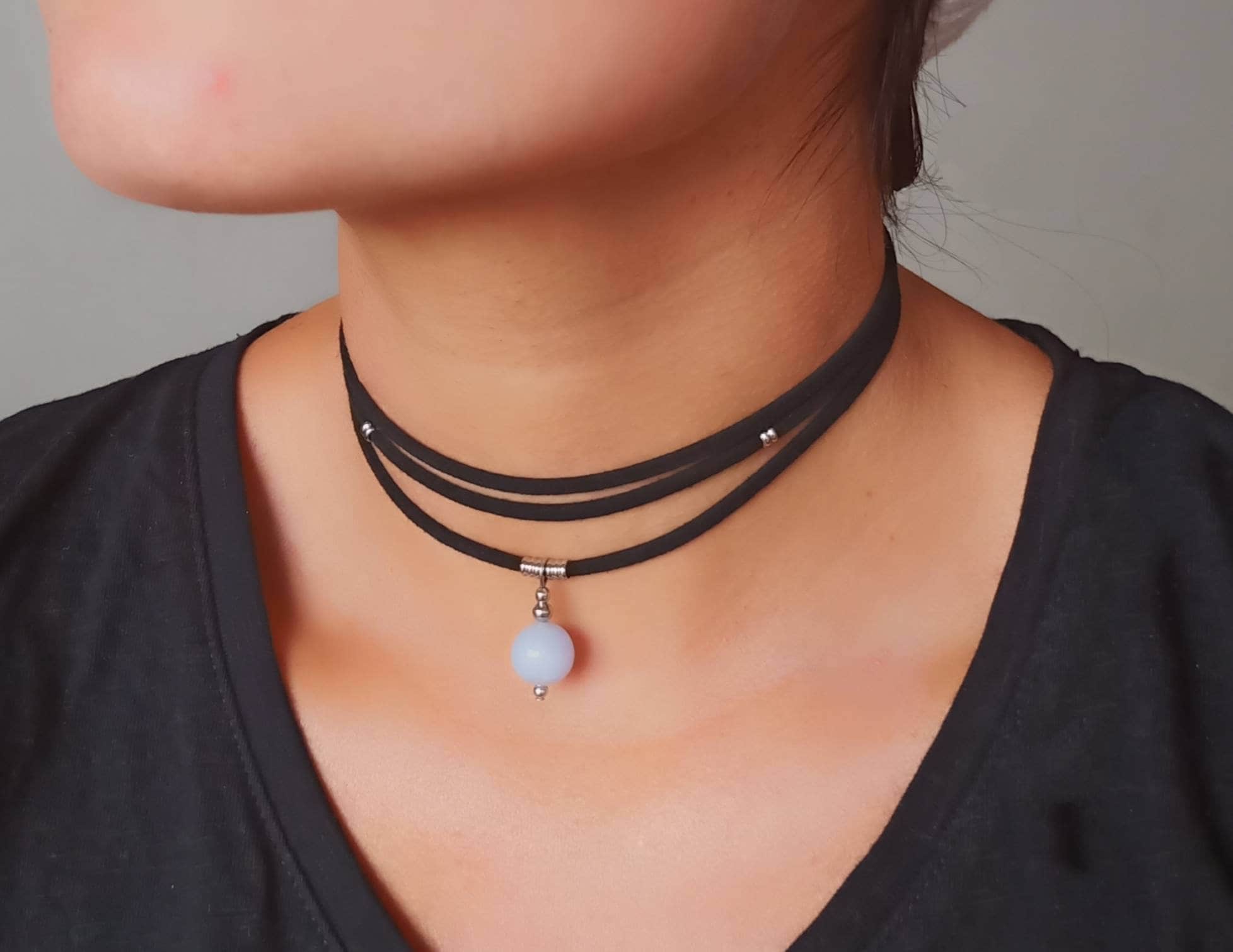 Blue Lace Choker Etsy
