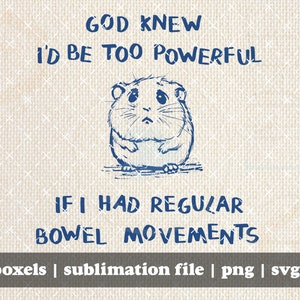 God Knew I Would Be Too Powerful if I Had Regular Bowel Movements Funny hamster Hand Drawn Race Car | Instant Download |  PNG SVG