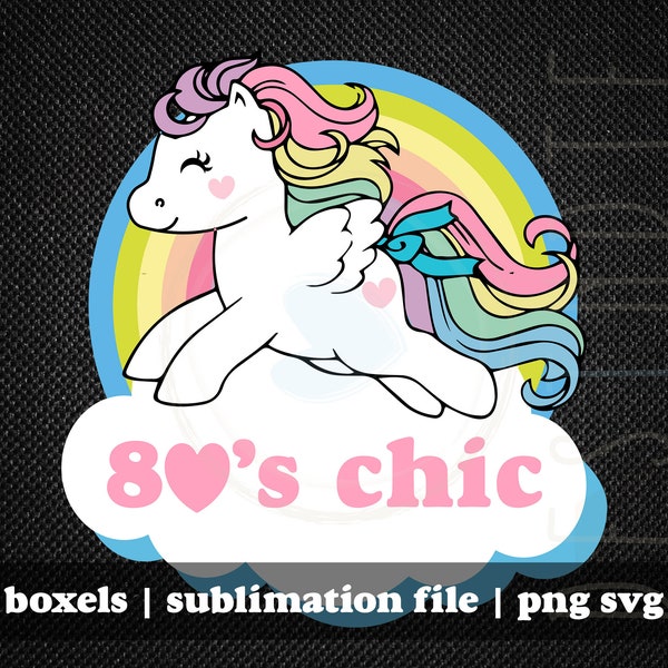 1980's Vintage Pony Pastel Rainbow Style | Instant Download | PNG SVG