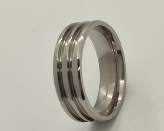 Titanium - Double Channel Ring Blank - 8/2x2