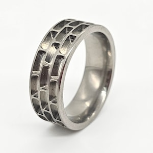 Titanium - Brick Wall Ring Blank - 8mm