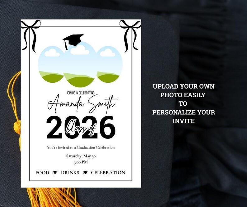 Notification For Graduation Graduation Photo Template Class Invitation Senior Party Celebration ...