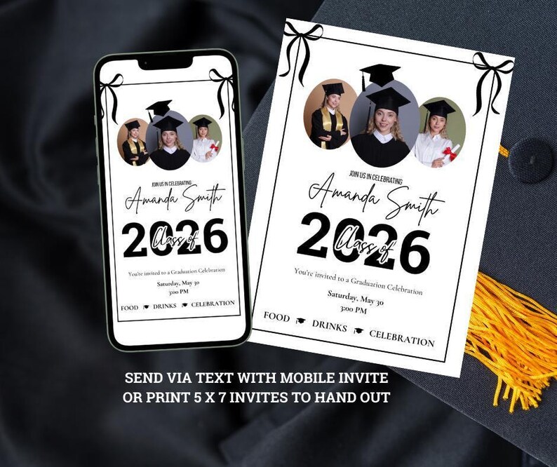 Notification For Graduation Graduation Photo Template Class Invitation Senior Party Celebration ...