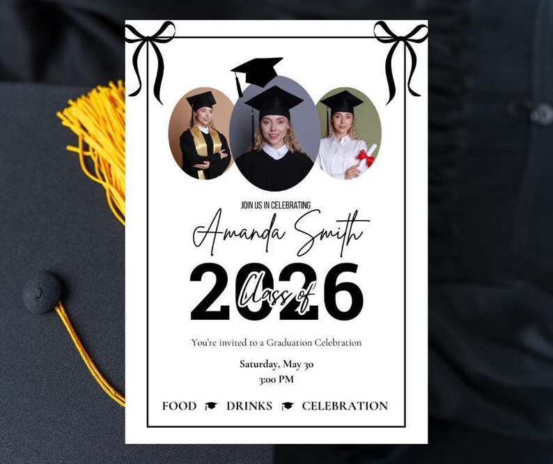 Notification For Graduation Graduation Photo Template Class Invitation Senior Party Celebration ...