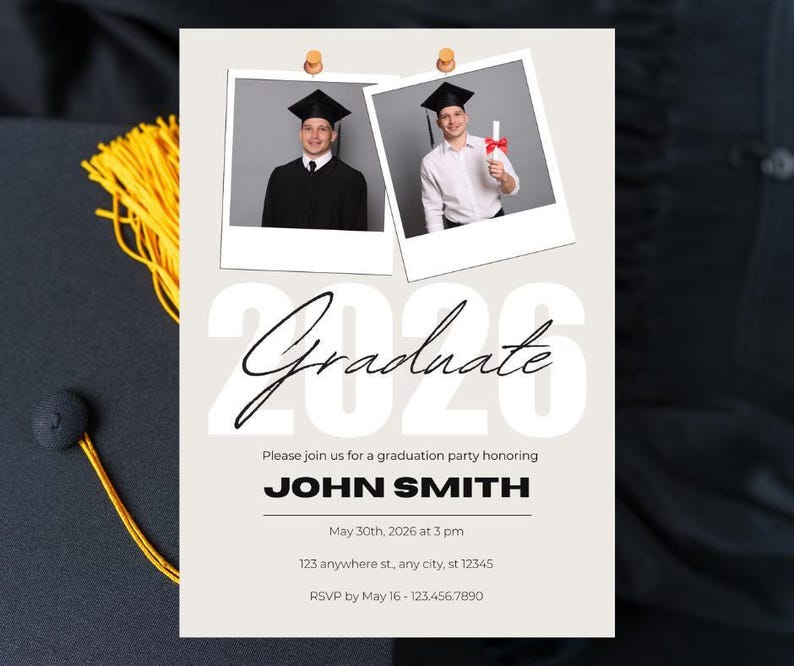 Graduation Party Invitation Template Editable Digital Download Neutral ...