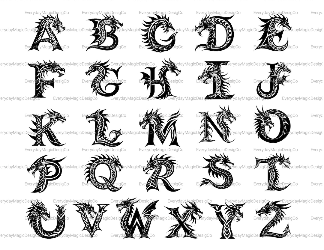 Dragon Alphabet SVG Bundle | Fantasy Font Monogram Cricut Files ...