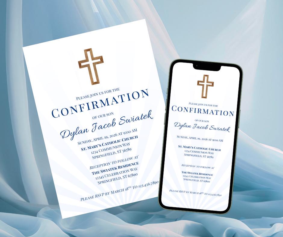 Boy Confirmation Template Catholic Invitation Digital Download ...