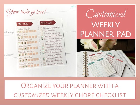 Customized Sticky Note Weekly Planner Pads A Year Of Chores Etsy