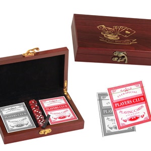 Personalized Card and Dice Set Monogrammed Wood Case Laser Engraved Rosewood Poker Game Gift Playing Cards and Dice, Fathers day Gift,