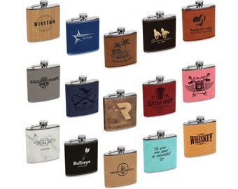 Leather or Cork Flask Engraved Initials Eco-Friendly | Personalized Flask | Groomsmen Gift | Custom Flask | Engraved Flask