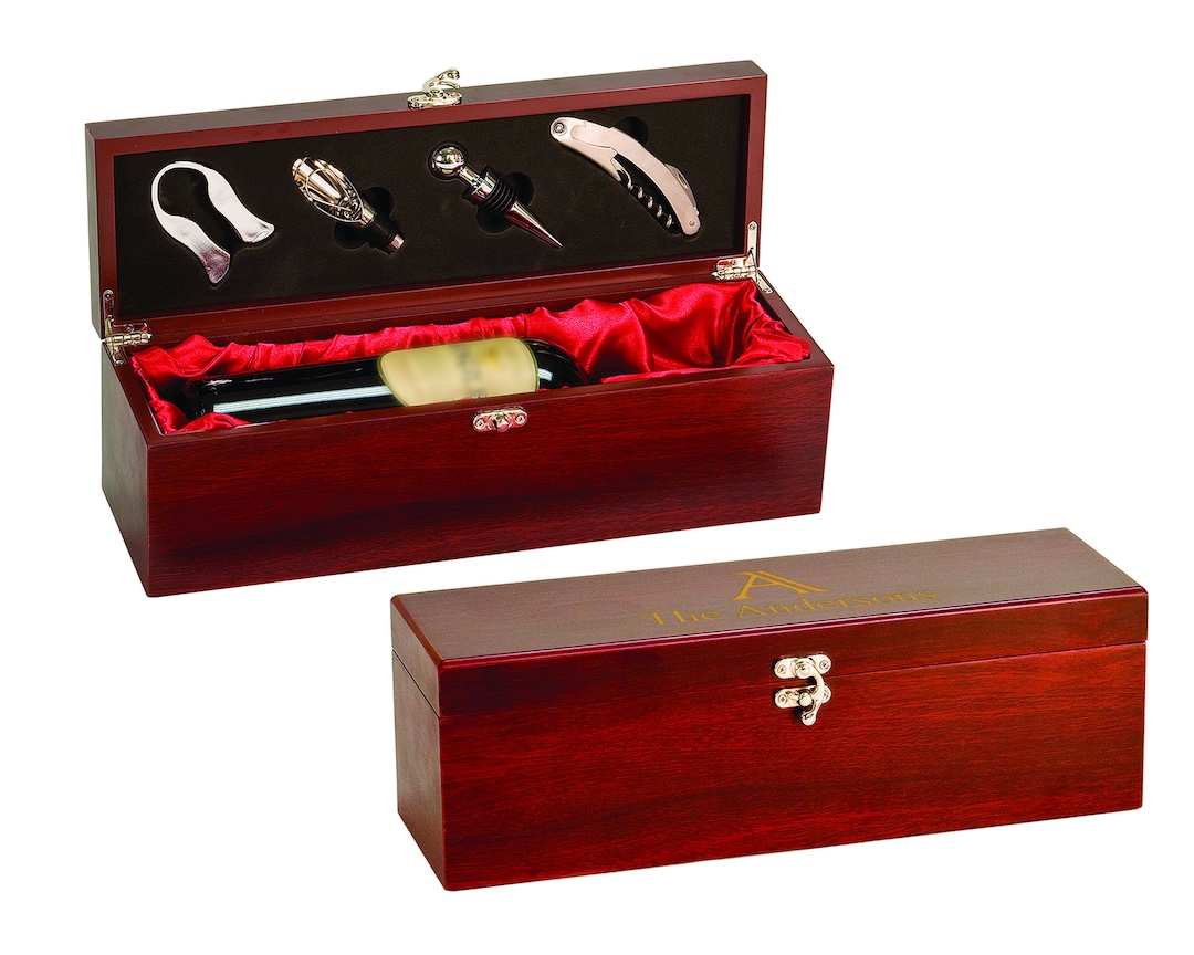 Personalized Wine Box Gift Set, Couples Wine Box, Monogrammed Wine