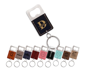 Día de los Padres Personalizado Botella Abridor Llavero Cuero Rectangular Grabado Vino Cap Lifter Custom Groomsmen Regalo