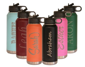 Personalized Water Bottle Engraved Stainless Steel Sports Bottle Insulated Drink Bottle With Straw Customized Wedding Bachelorette Bottles