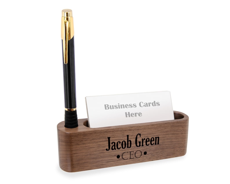 Fathers Day Custom Business Card Pen Holder Personalized Etsy