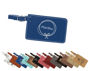 Personalized Luggage Tag Custom Leatherette Travel Gift Name Tag Card Slot Women, Men