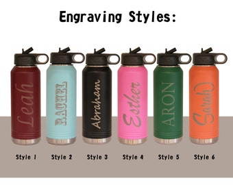 Personalized Sports Water Bottle w/ Straw Fathers Day Gift