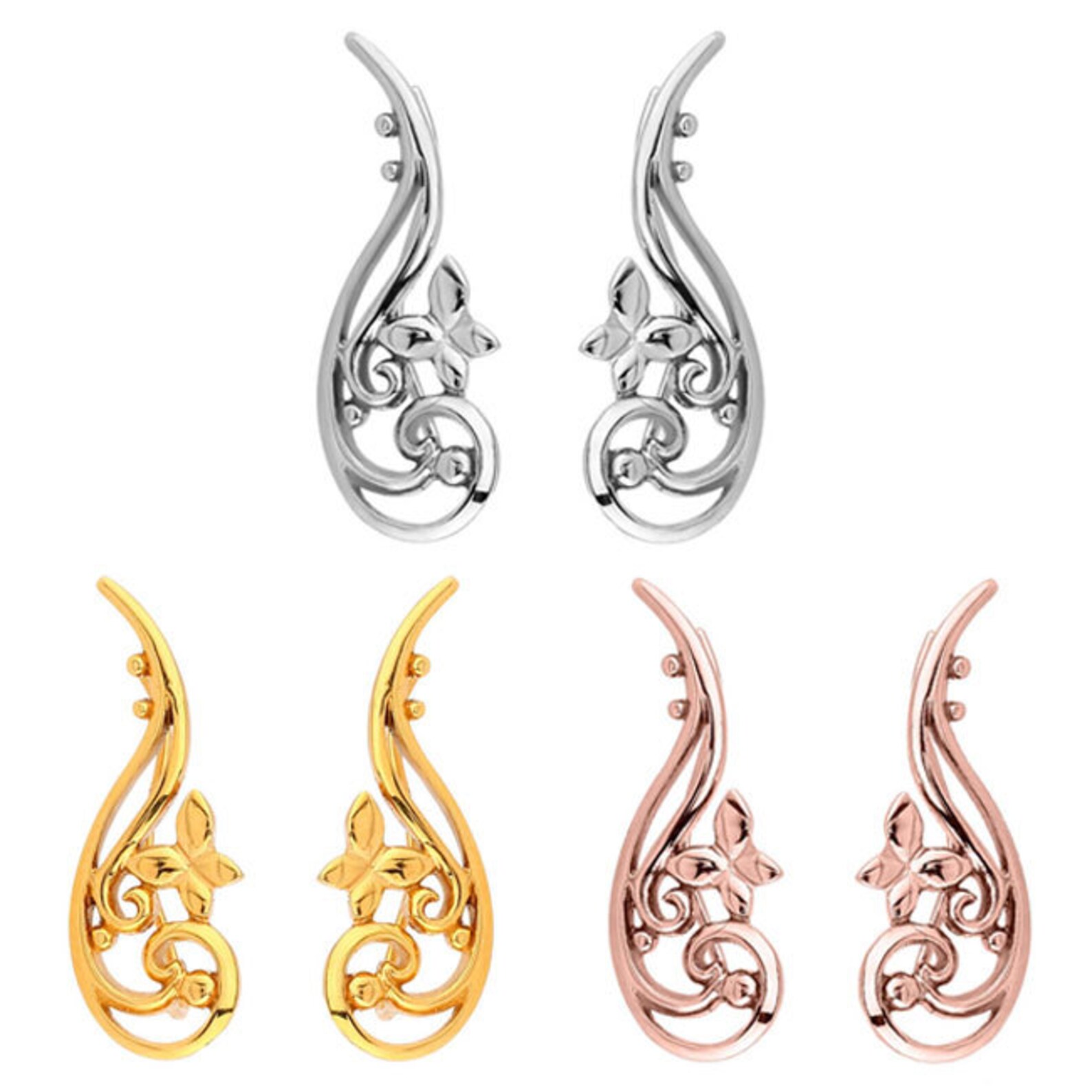 316L Surgical Steel Ear Vine Ear Pin Ear Crawler Ear Sweep Etsy