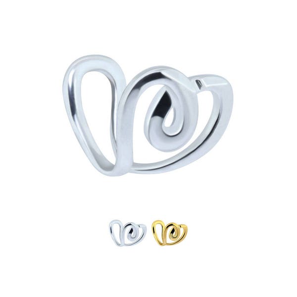 925 Sterling Silver or Gold Plated Fake Ear Cartilage Cuff, Tragus Clip On Non Piercing Hoop Heart