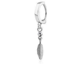 316L Surgical Steel Navel Belly Clicker Ring Jewelry Dangle Feather 14G