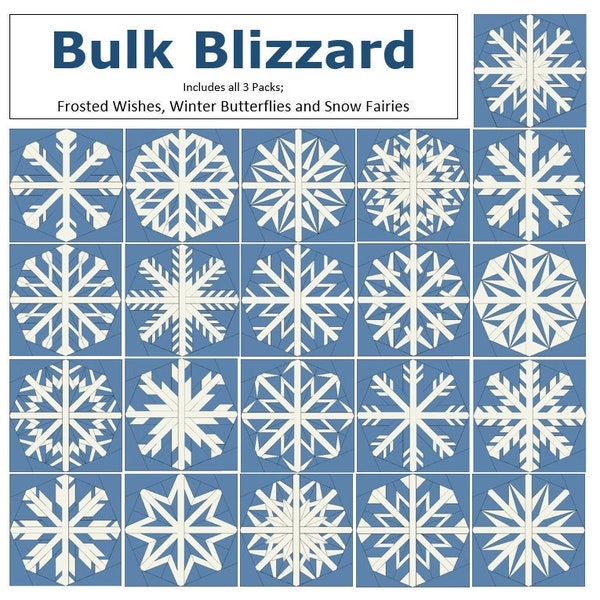 Bulk Blizzard - FPP Quilting Snowflake blocks, packs 1-3