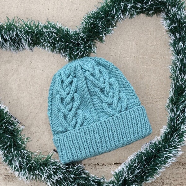 Jolicoeur Knit Hat Pattern - Heart cables