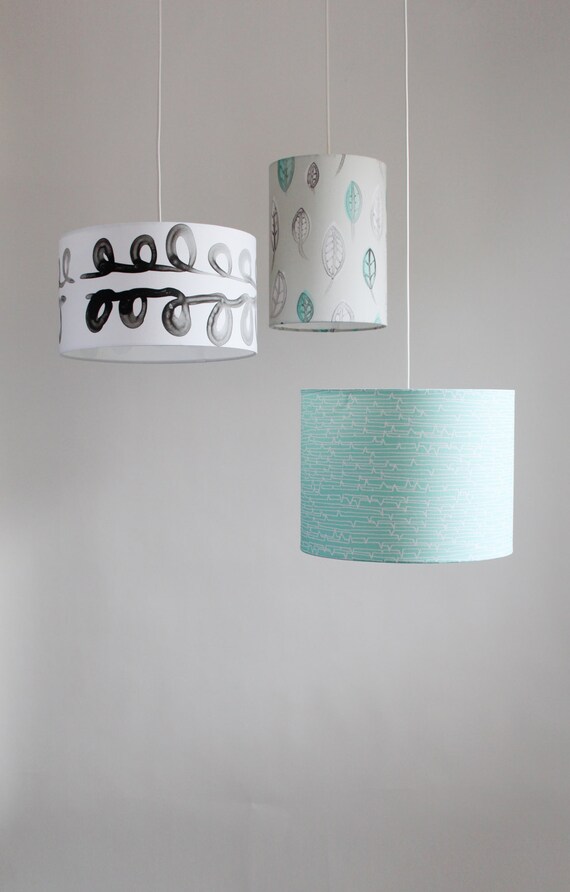 12 Diameter Blue Aqua Drum Lamp Shade Spikes Winter Blues Ready To Ship