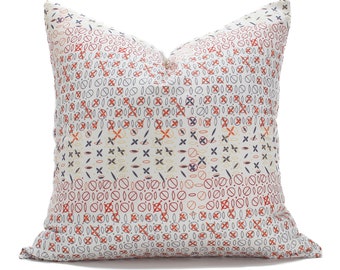 Jenny San Martin Design - Pillow in Alleys | Dawn Fabric - Designer Pillow - Orange, Yellow and White Contemporary Pattern
