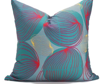 Jenny San Martin Design - Pillow in Tumble | Gumball Fabric - Designer Pillow - Turquoise, Pink, Grey Contemporary Pattern