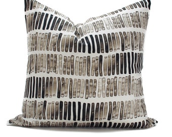 Jenny San Martin Design - Pillow in Mown | Pause Fabric - Designer Pillow - Gray, Brown and White Contemporary Pattern