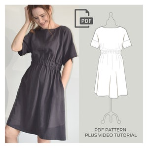 Everyday Dress Sewing Digital PDF Pattern, Dress Pattern, Women's Paper Pattern, Easy Sewing Pattern