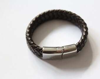 Junior Brown Leather Bracelet with Free Personalised Engraving & Gift Boxed