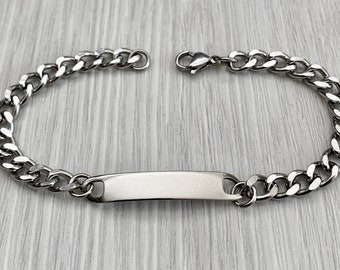 Boys Stainless Steel Identity Bracelet, Personalised Engraved FREE - Gift Boxed