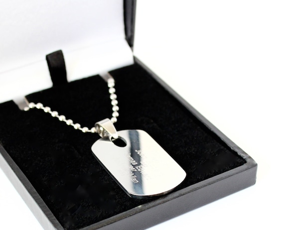 MENS Stainless Steel Dog Tag, Personalised Engraving, Includes Gift Box  Free Shipping