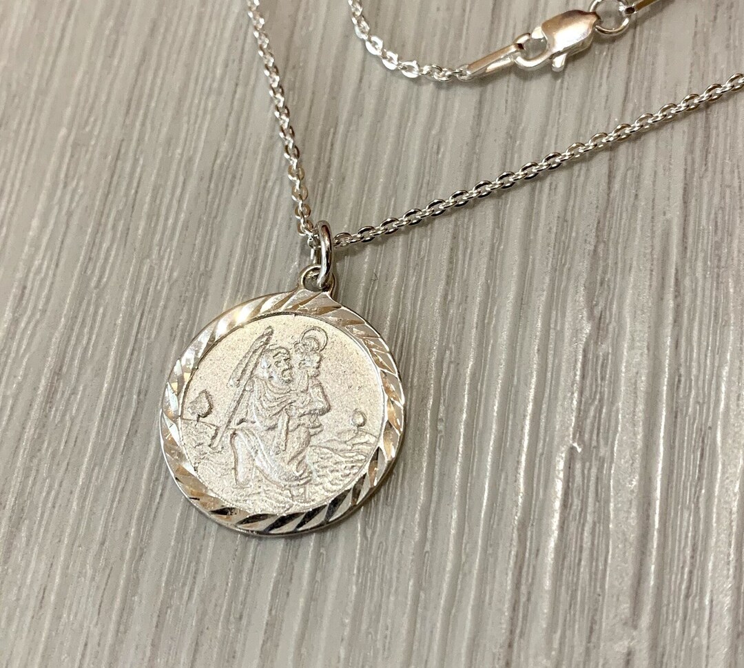 Michael Saint Heiliger Christophorus Anhänger Aus 925er Sterlingsilber – Mit 45cm Silberkette Jesus Kreuz Anhänger Silber