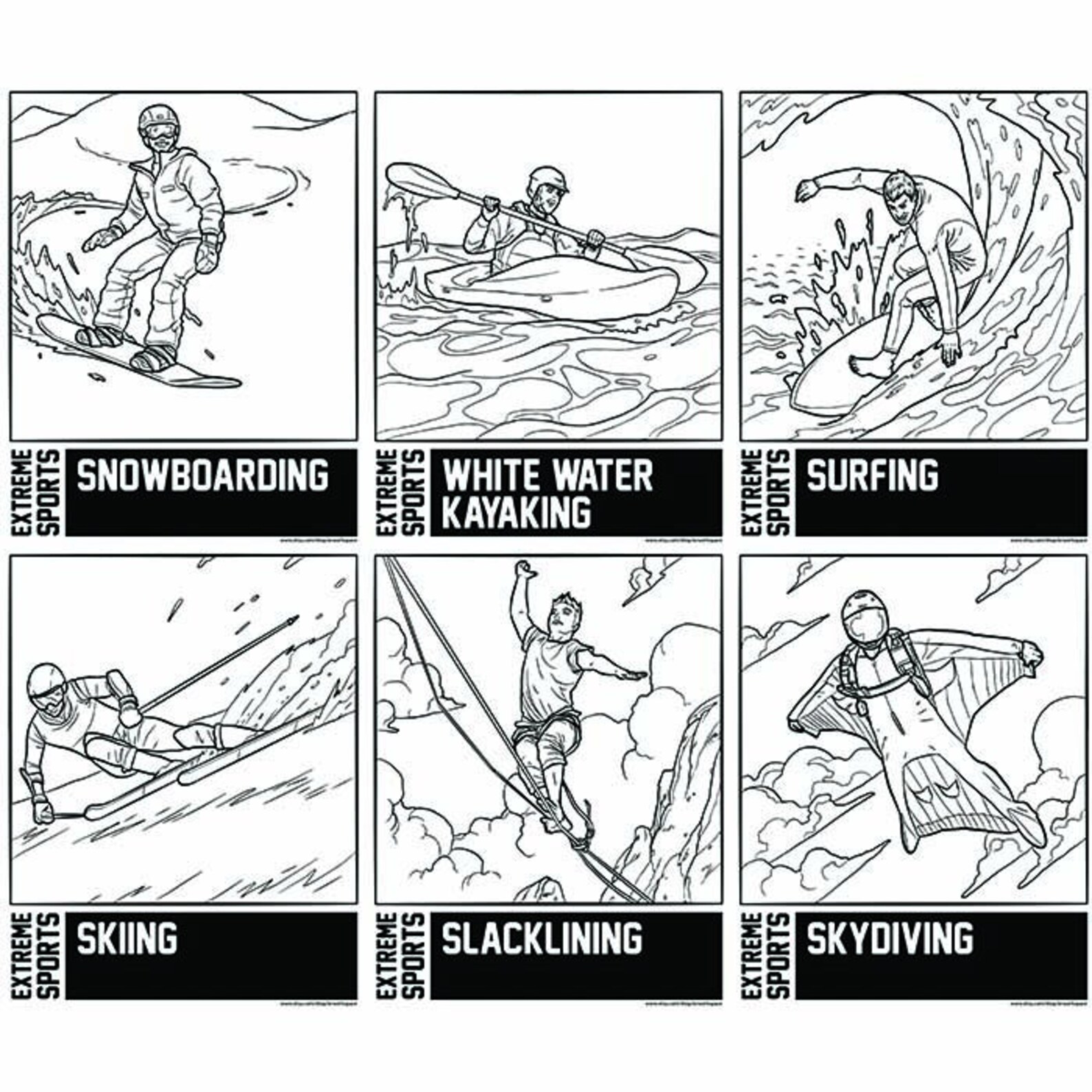 Extreme Sports Coloring Pages 20 Page Printable PDF Etsy