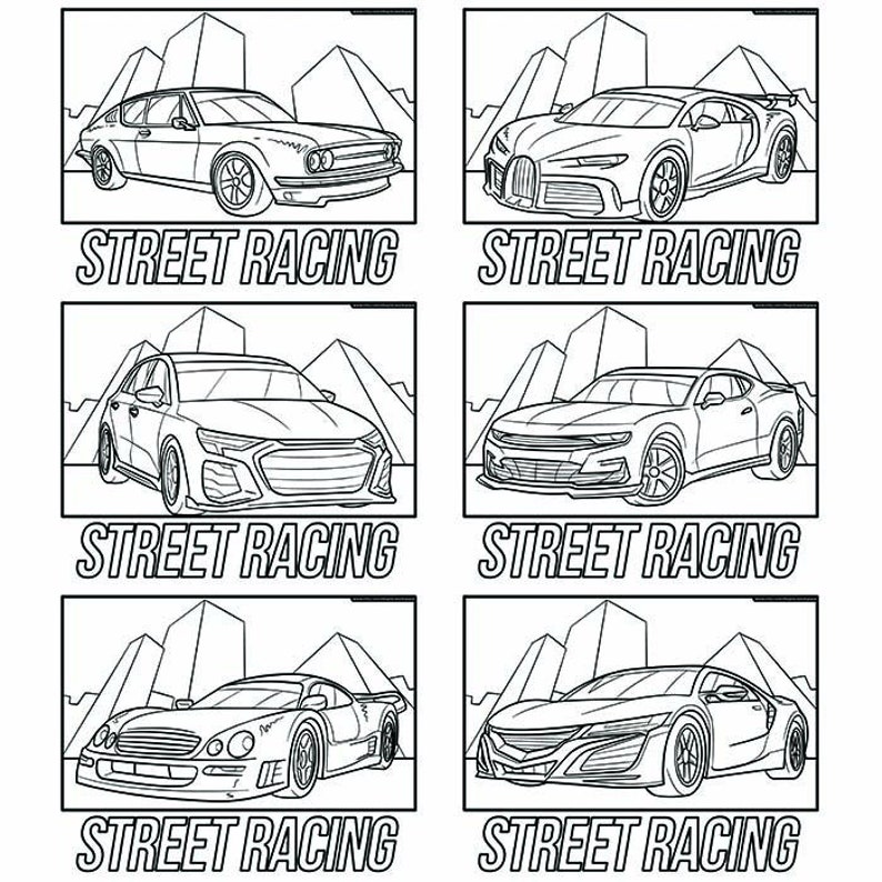 Racing Car Coloring Pages 20 Page Printable PDF - Etsy