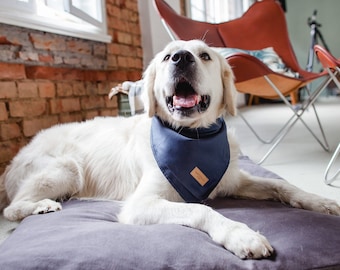 Dog scarf - organic cotton dog bandana - vegan minimalist design in indigo - Snifferson