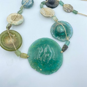 Ancient Near Eastern Vintage Jewelry Antique Old Roman Glass Bead Necklace