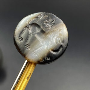 Near Eastern Ancient Sasanian Sassanid Agate Stamp Seal Intaglio Signet Old Bead
