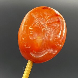 OLD BEADS Ancient Jewelry Artifacts Hellenistic GREEK Carnelian Intaglio Stamp