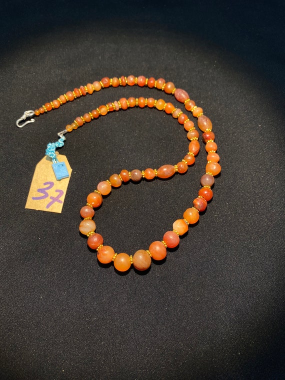 old antique carnelian beads mala necklace from an… - image 10
