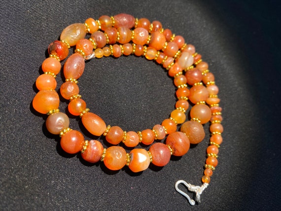 old antique carnelian beads mala necklace from an… - image 1