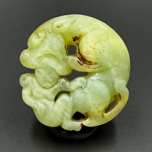 Ancient Chines Ming Dynasty Jade Dragon Figurine Decorative Collectable Pendant